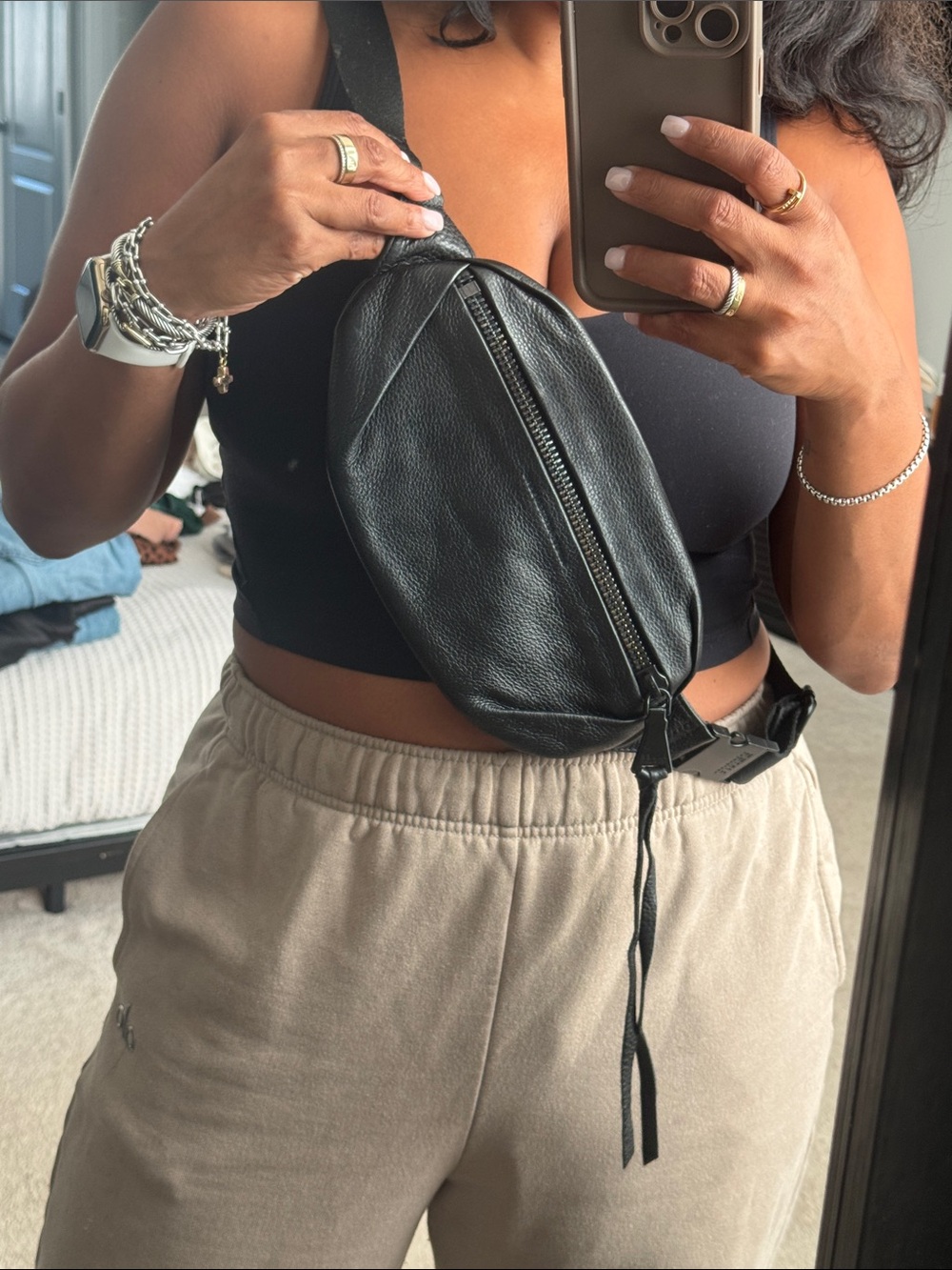 Aimee Kestenberg Black Leather Belt Bag - Picture 3 of 4